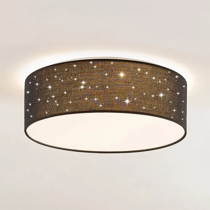Lámpara LED de techo Ellamina de Lindby, 40 cm, negra, textil