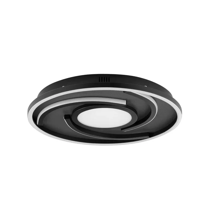 Lámpara LED de techo Hardy, Ø 35 cm, negro mate, metal/tejido