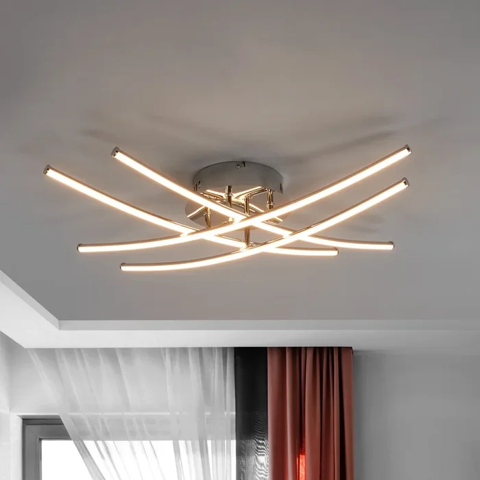 Lámpara LED de techo Yael de Lindby, color cromo, metal, 67 cm de largo