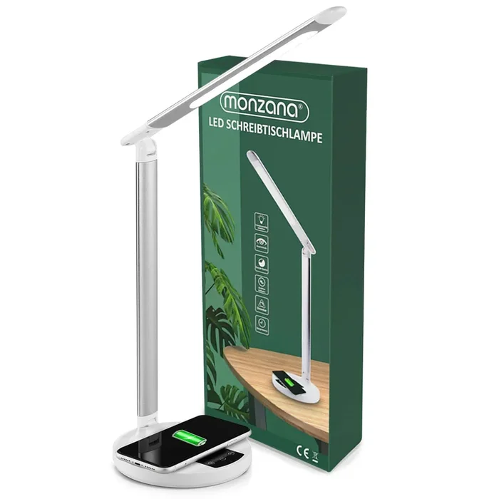 Lámpara LED escritorio luz ajustable cargador inalámbrico