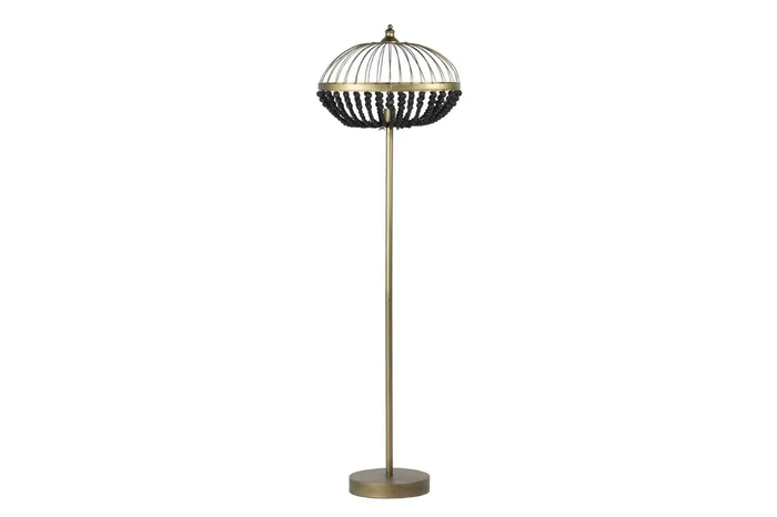 Lampara Suelo Bolas Metal Madera 50x30x165 Cm
