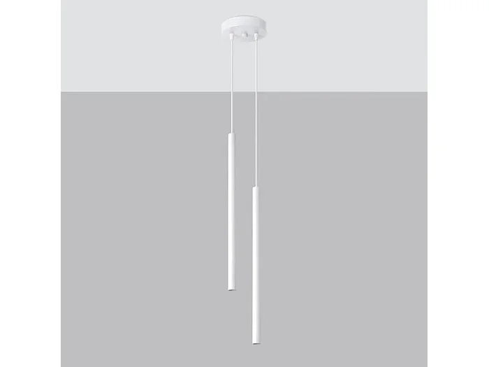 Lámparas Colgantes Pastelo Moderno De Acero – 2 Fuentes Luminosas – L.15 X A.118 Cm – Blanco