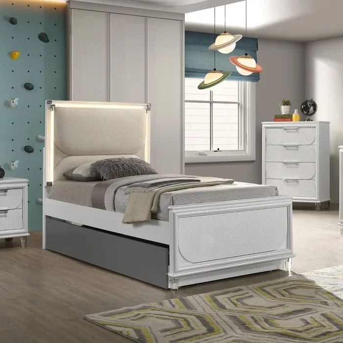 Lareina Pearl White Twin Bed