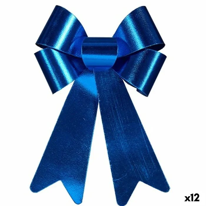 Lazo Adorno Navideño Azul PVC 24 x 36 x 5 cm (12 Unidades)