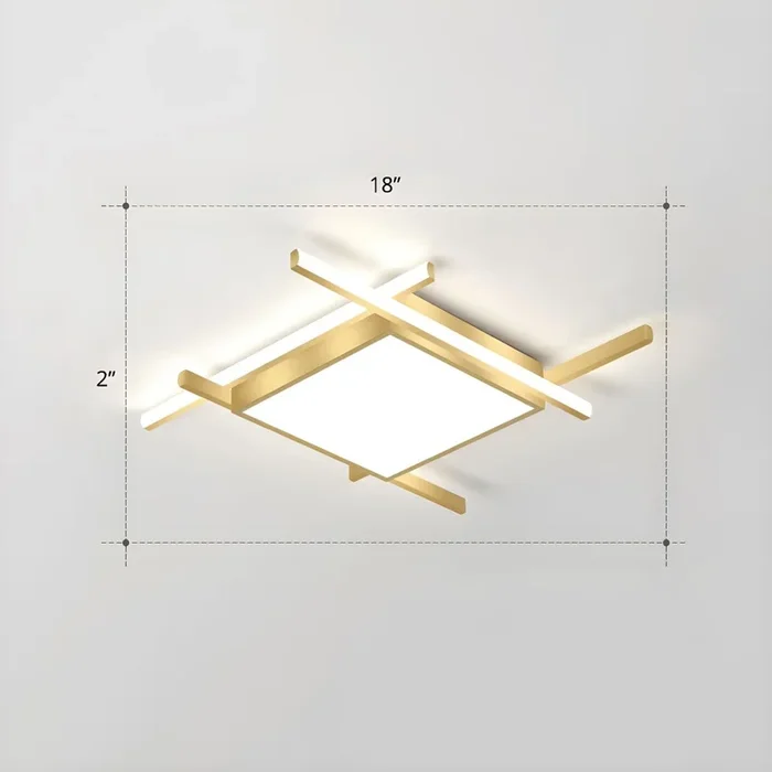 LED Iluminación de Techo Empotrada Cuadrada de Metal Lámpara de Techo Moderna en Dorado – 110 A 120 V Dorado 45,72 cm Blanco