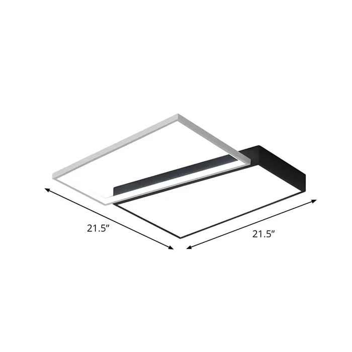 LED Lámpara de Techo de Metal Estilo Moderno Lámpara de Techo Empalme Cuadrada para Dormitorio – 220 A 240 V Negro 54,61 cm Atenuación continua