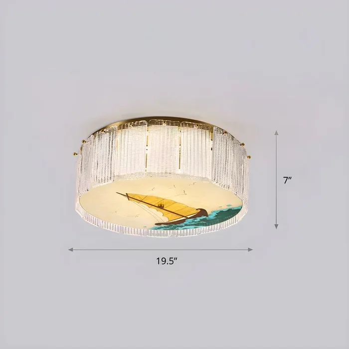 LED Luminaria de Techo de Tambor en Dorado Estilo Moderno Luz de Techo de Cristal para Habitación – 220 A 240 V Dorado Barco