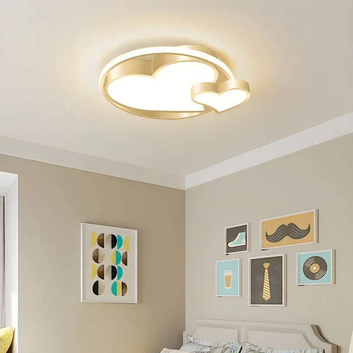 LED Luz de Techo de Corazón en Dorado Iluminación de Techo Nórdico de Acrílico para Habitación – 220 A 240 V Dorado Luz cálida
