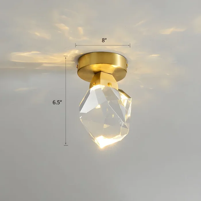 LED Semi Plafón en Latón Estilo Moderno Luminaria de Techo de Cristal Claro en Forma de Piedra – 220 A 240 V Latón