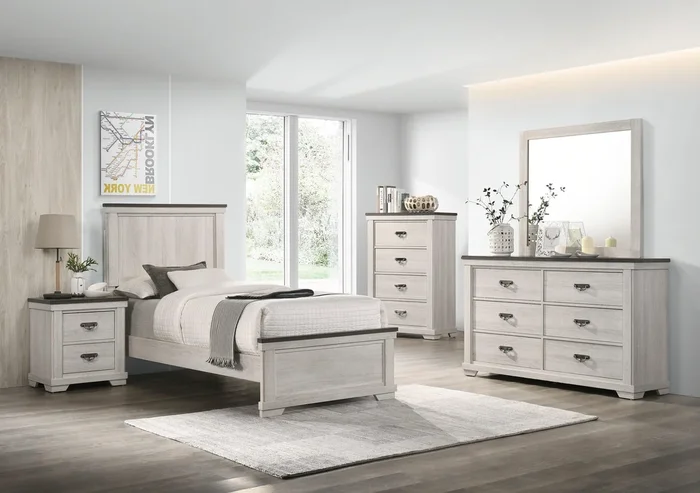 Leighton Cream and Brown Panel Youth Bedroom Set