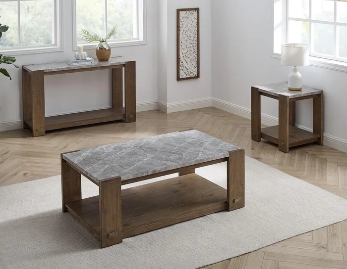 Libby 3-Piece Sintered Stone Table Set(Coffee Table and 2 End Tables)