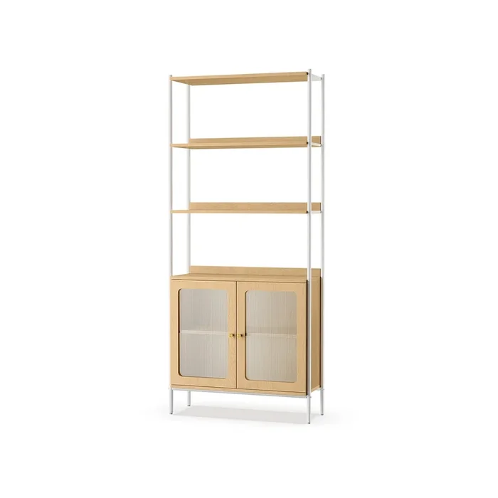 Librería de 6 Niveles Estante Ajustable Beige Roble y Blanco Perla-VASAGLE