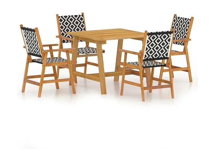 Lillestrøm Juego de comedor de jardín 5 piezas madera maciza de acacia