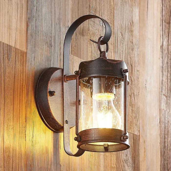 Lindby aplique de exterior Farly, marrón óxido, aluminio, 17 cm