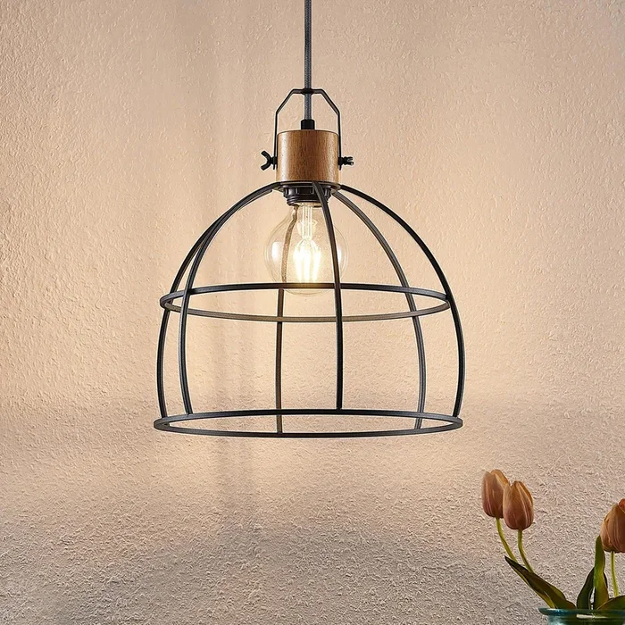 Lindby Flintos lámpara colgante, 1 luz, madera clara