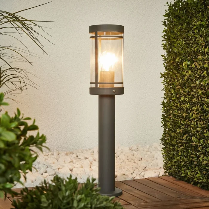 Lindby lámpara sobremuro Djori, 50 cm, antracita, acero inoxidable, E27