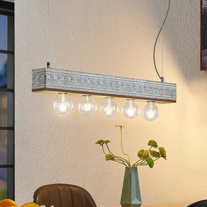 Lindby Mella colgante, motivo ornamental, 5 luces