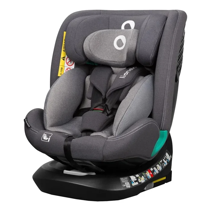 Lionelo – Silla de coche giratoria con base BASTIAAN ONE i-Size 40-150 cm Gris Piedra