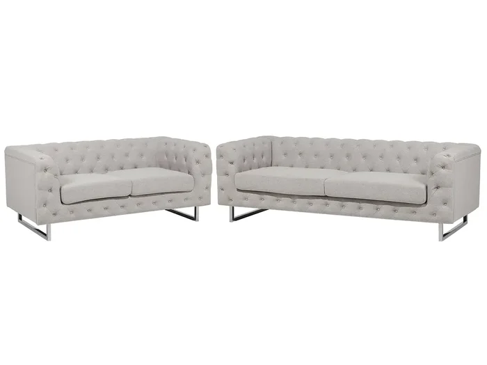 Living Room Set 5 Seater VISSLAND Fabric Light Beige