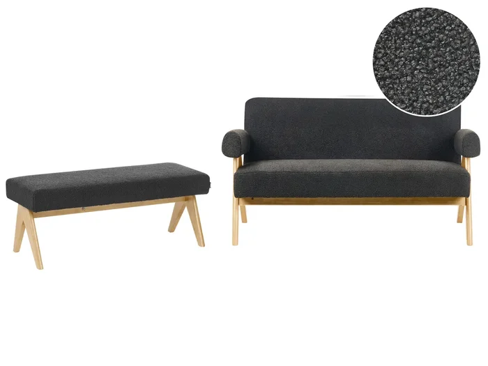 Living Room Set TAMRE Boucle Black/ Light Brown