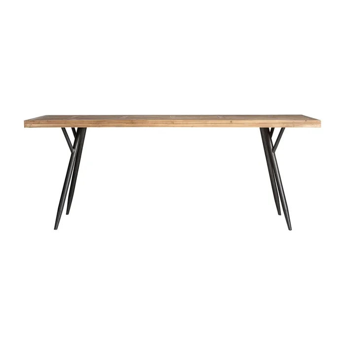 Longford Mesa Comedor, de Madera de Abeto, en color Gris/Natural, de 200x90x77 – Lastdeco