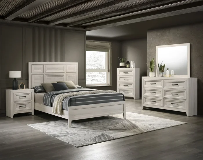 Lorraine Antique White Panel Bedroom Set