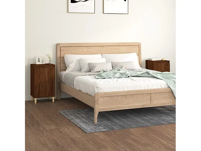 Lote de 2 Mesitas de noche madera color roble marrón 40x35x70 cm ES83562