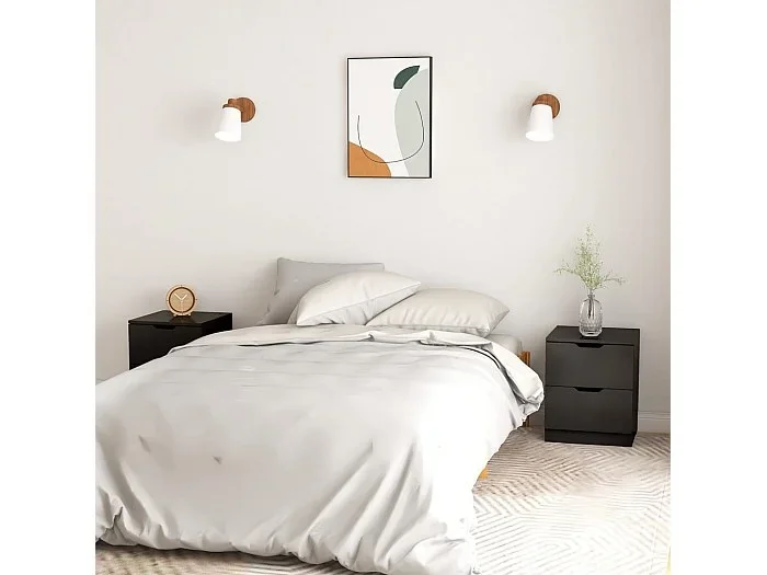 Lote de 2 Mesitas de noche madera de ingeniería negro 40x40x50 cm ES30299