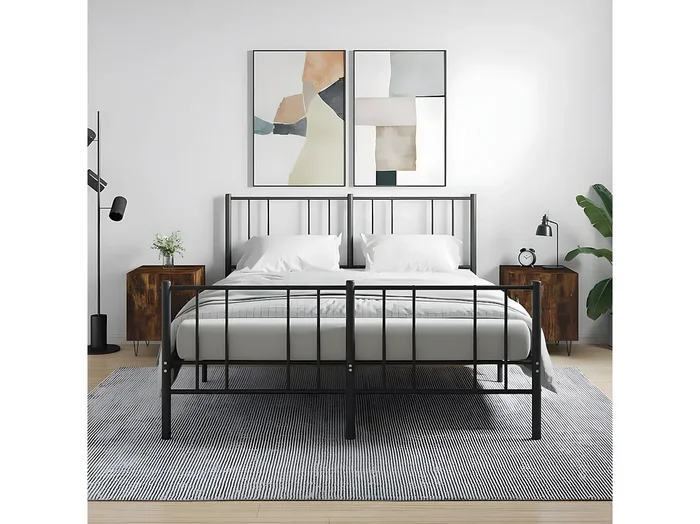 Lote de 2 Mesitas de noche madera ingeniería roble ahumado 40x40x50 cm ES35744