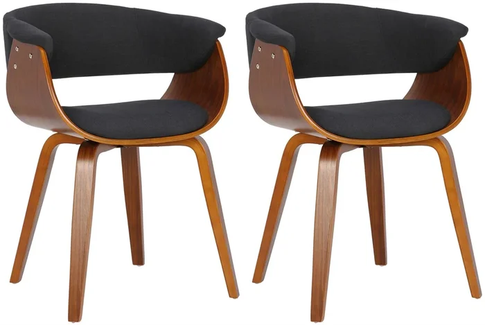 Lote de 2 sillas de comedor de tela Bruce Nogal/negro 55X60X75 cm