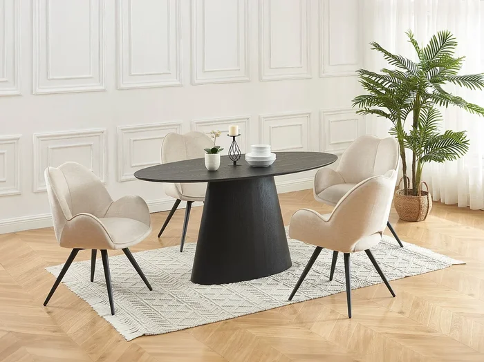 Lote de 2 sillas giratorias con reposabrazos de tela y metal negro – Beige – GULSUN de Maison Céphy
