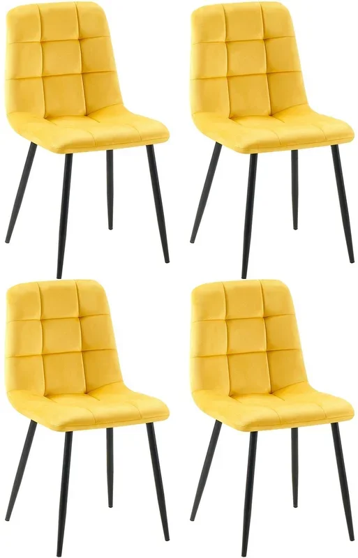 Lote de 4 sillas de comedor Antibes Terciopelo Amarillo 55X45X84 cm