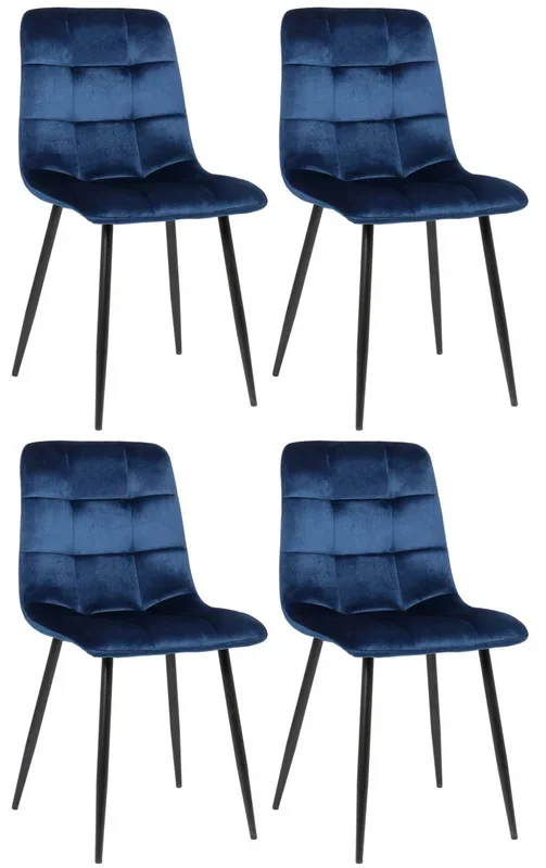 Lote de 4 sillas de comedor Tilde Terciopelo Azul 55X45X84 cm