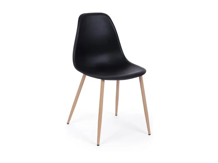 Lote de 4 sillas de polipropileno negro con patas de metal – MANDY