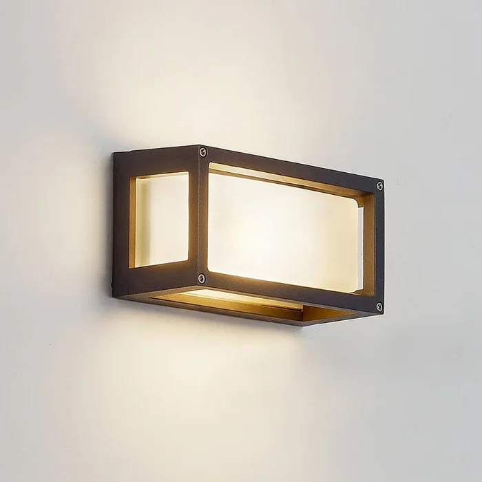 Lucande Aplique para exterior Aurelien, gris, metal, 12,5 cm, IP54