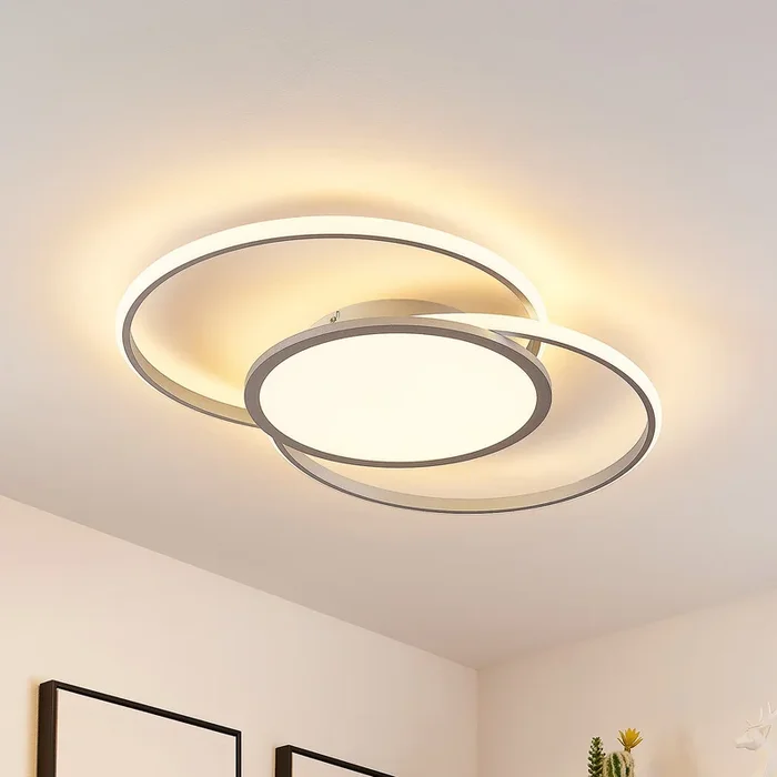 Lucande Lámpara LED de techo Senne, CCT, plata, metal
