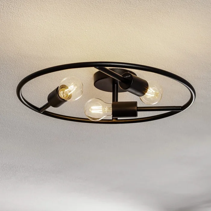 Lucande Linnard plafón de acero, 3 luces
