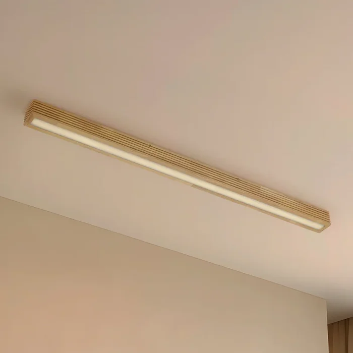 Lucande Plafón LED Emara, madera clara, roble, atenuable