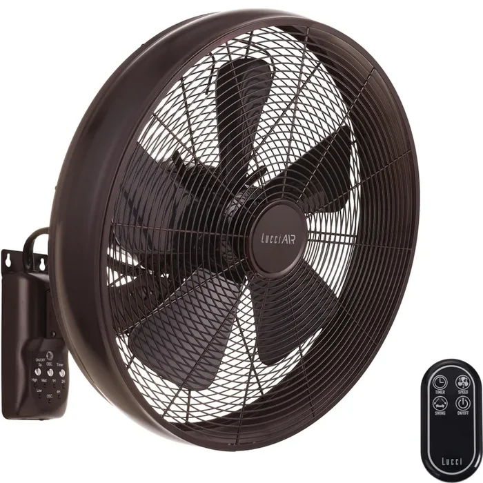 Lucci air 213125 – Ventilador de pared BREEZE 55W/230V negro/marrón + mando a distancia