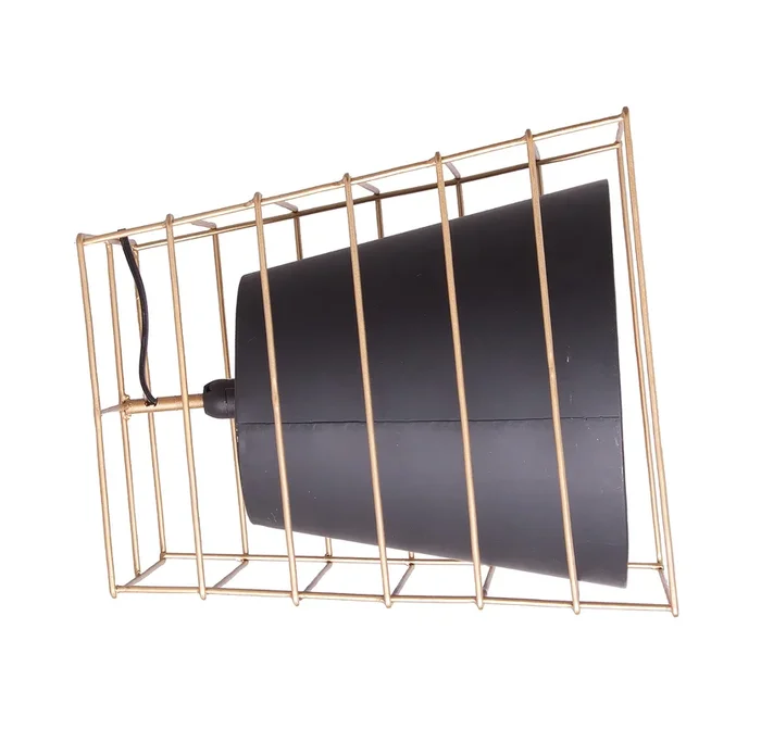 Lucerna Lámpara de Sobremesa, de Hierro, en color Negro/Oro, de 34x30x30cm – Lastdeco