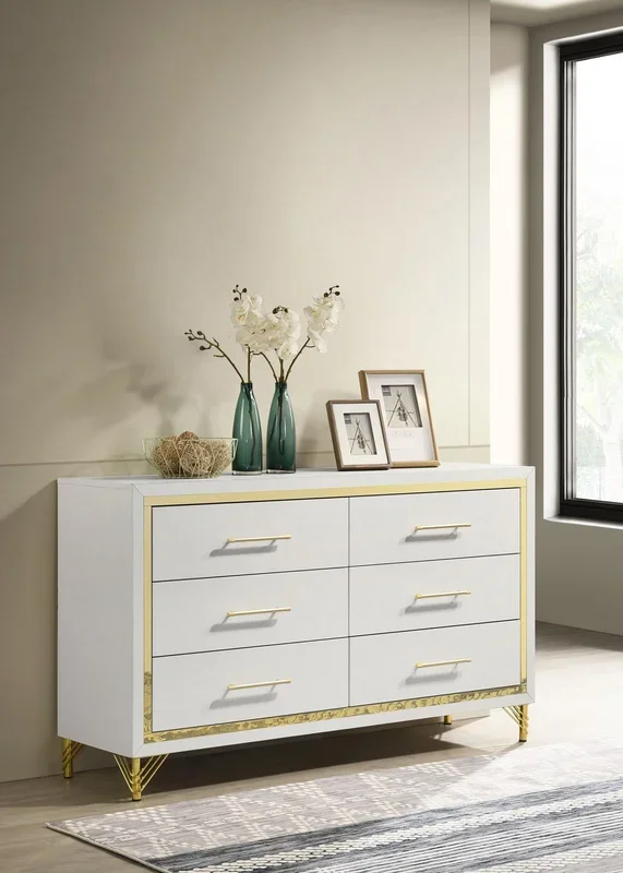 Lucia White 6-drawer Bedroom Dresser