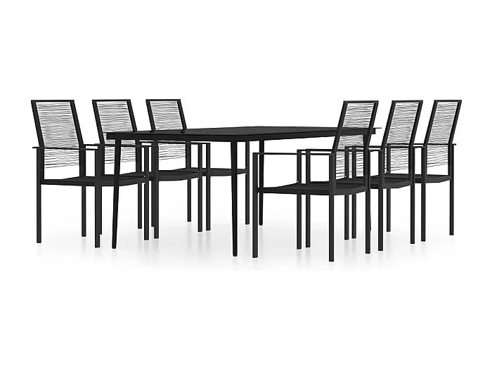 Lucie-Rose Juego de comedor de jardín 7 piezas negro