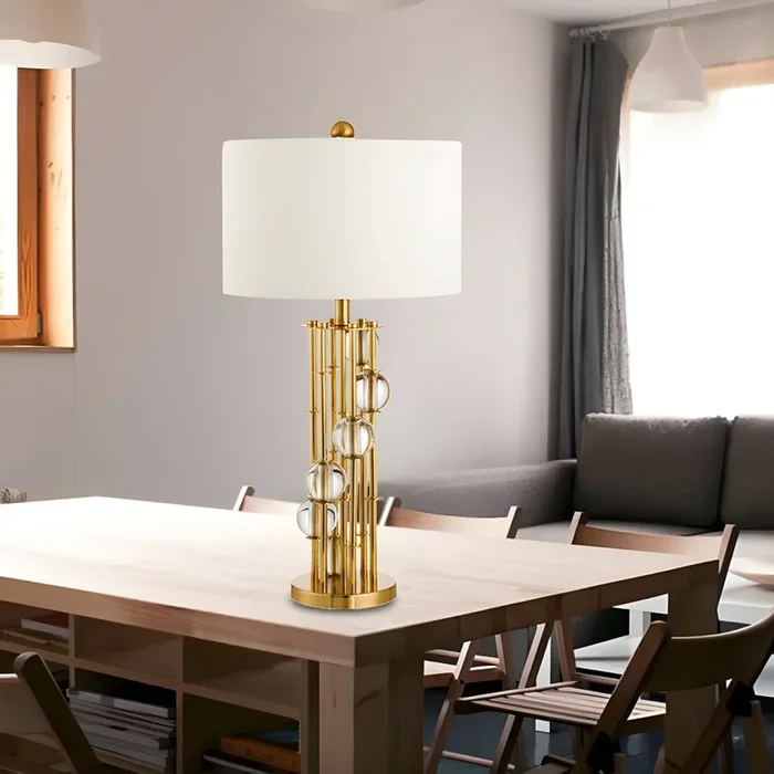 Luminaria de Escritorio Modernista 1 Bombilla Lámpara de Mesa en Blanca con Bola de Cristal para Dormitorio – 220 A 240 V Blanco