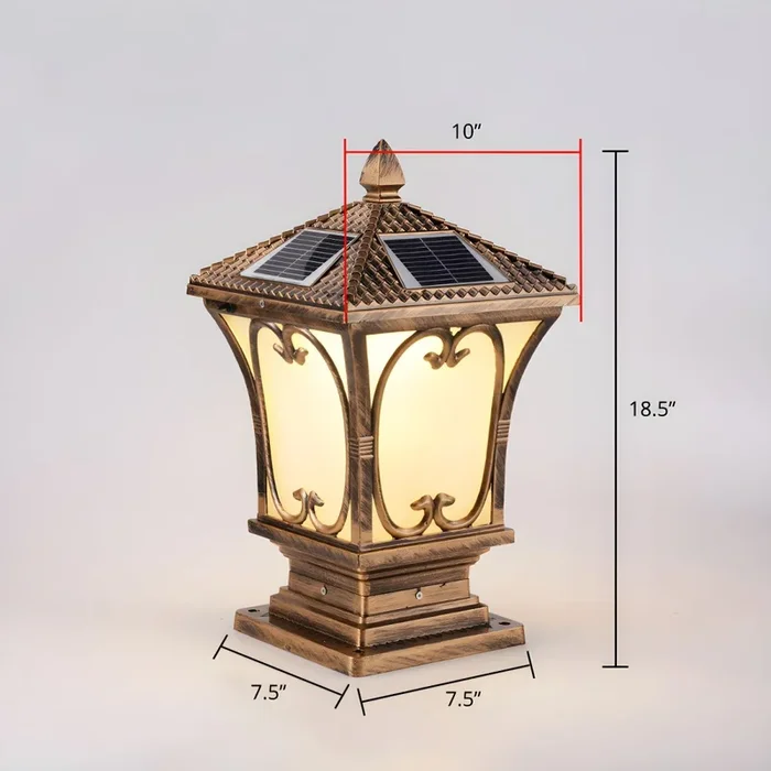 Luminaria de Mesa de Solar Tradicional LED Luz de Sobremesa Metálica de Pagoda para Exterior – Bronce 25,4 cm Solar