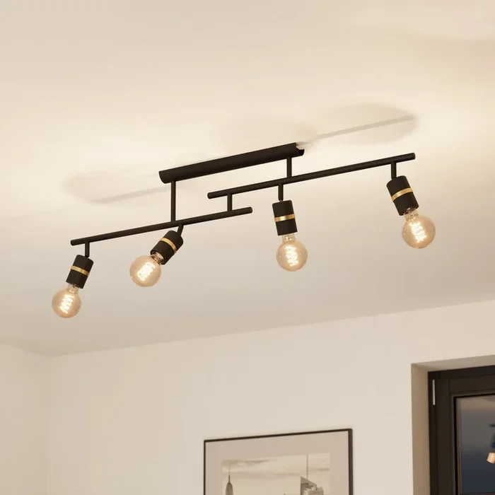 Lurone plafón, negro, 4 luces