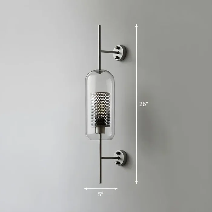 Luz de Pared de Cápsula de Vidrio 1 Bombilla Lámpara de Pared Modernista para Salón – 110 A 120 V Plata Gris 12,7 cm