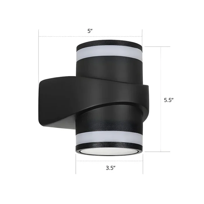 Luz de Pared LED en Negro Lámpara de Pared Metálica de Cilindro Estilo Moderno – 110 A 120 V 2 Negro