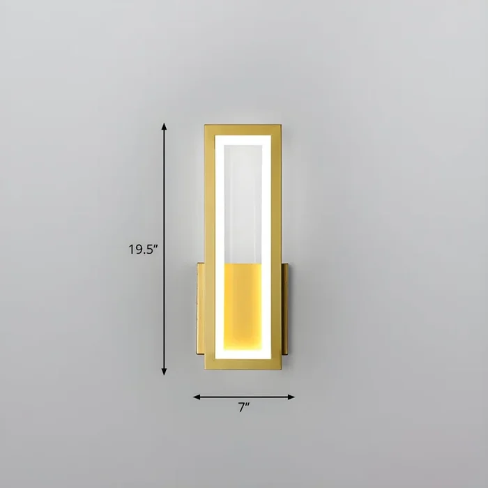 Luz de Pared Rectangular de Acrílico LED Luminaria de Pared Simplista para Dormitorio – 220 A 240 V Dorado 17,78 cm Blanco
