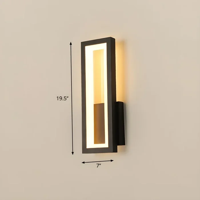 Luz de Pared Rectangular de Acrílico LED Luminaria de Pared Simplista para Dormitorio – 220 A 240 V Negro 17,78 cm Tercer Gear