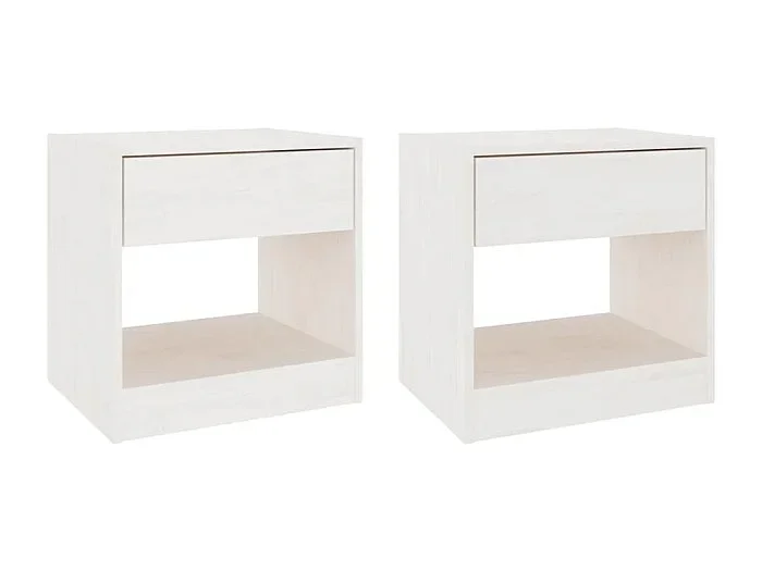 Malrik Mesitas de noche 2 uds madera maciza de pino blanca 40x31x40 cm